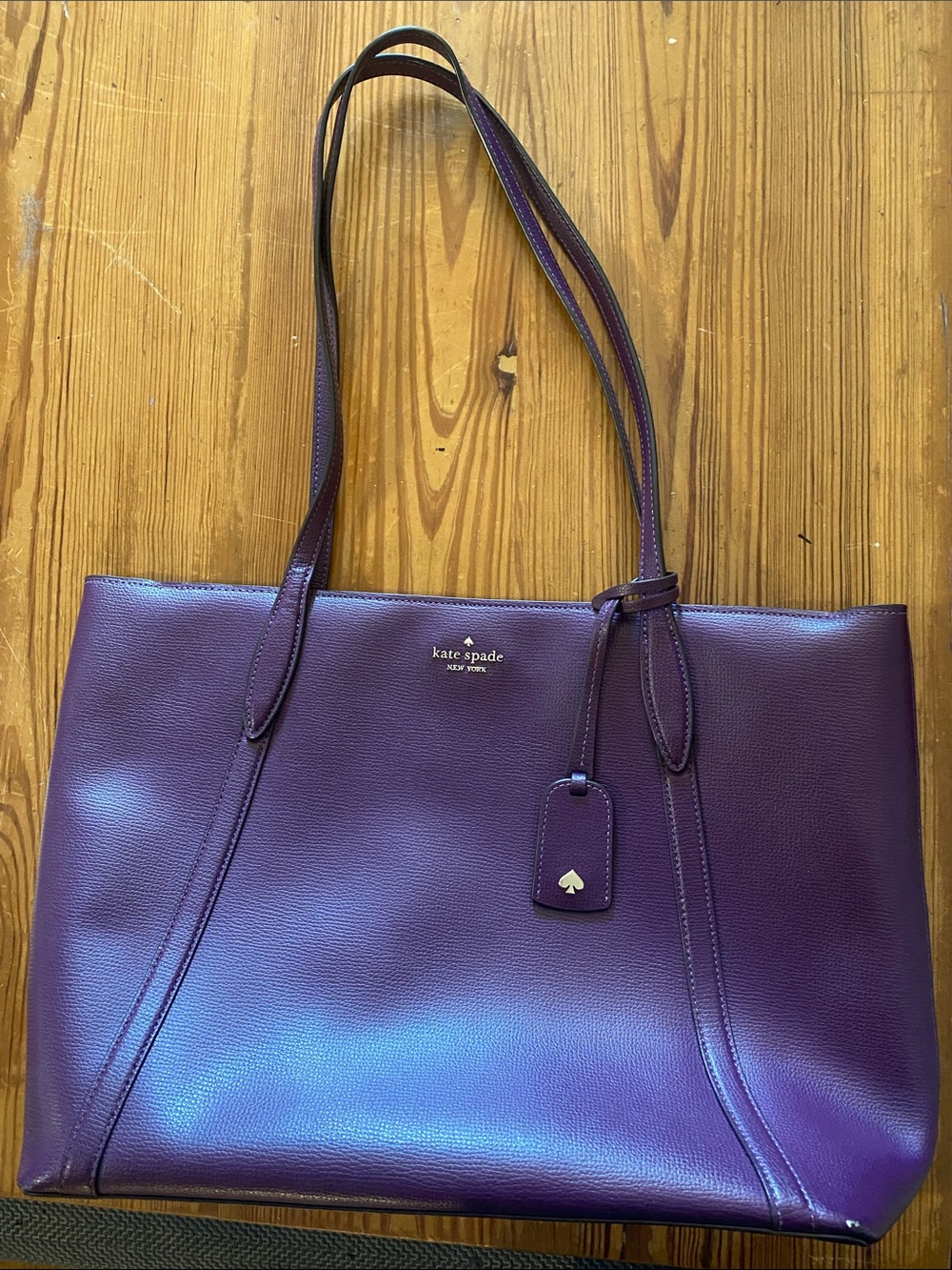 kate spade Purple Pebbled Leather Double-Handle Tote